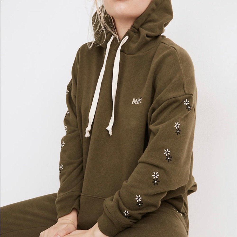 NWT Madewell Floral Green Hoodie Medium